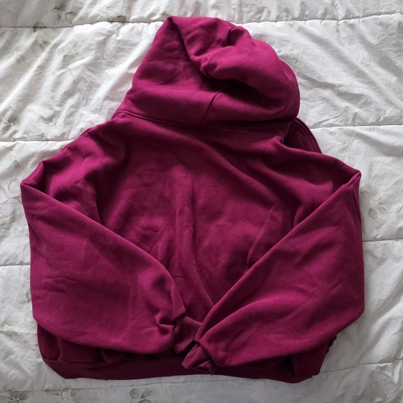 Target Blogilates Marshmallow Full Zip Hooded Sweatshirt Burgundy - Picture 4 of 4
